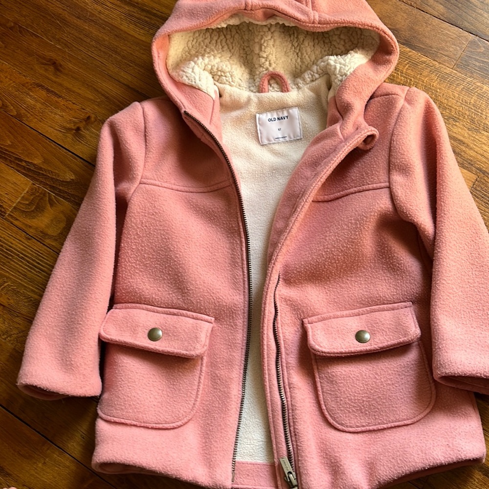 Girls wool blend jacket with Sherpa hood